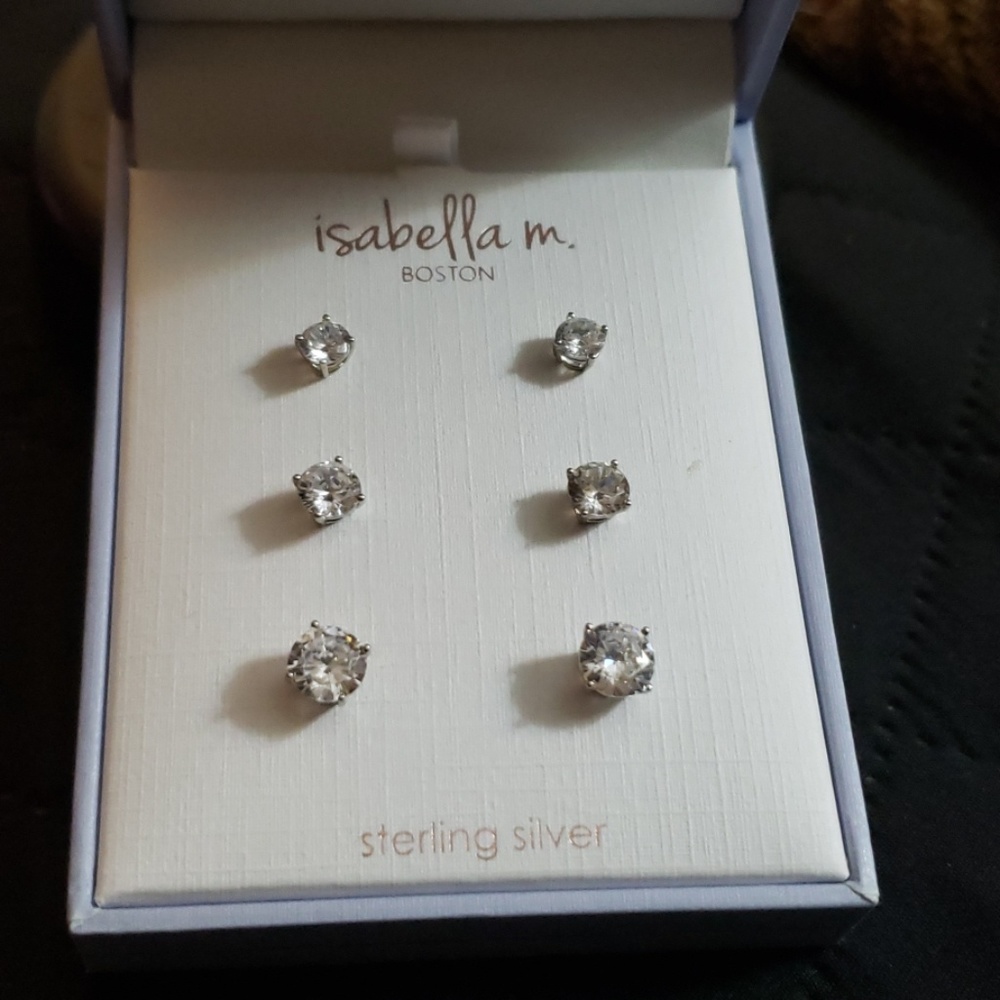 Sterling silver CZ stud earrings